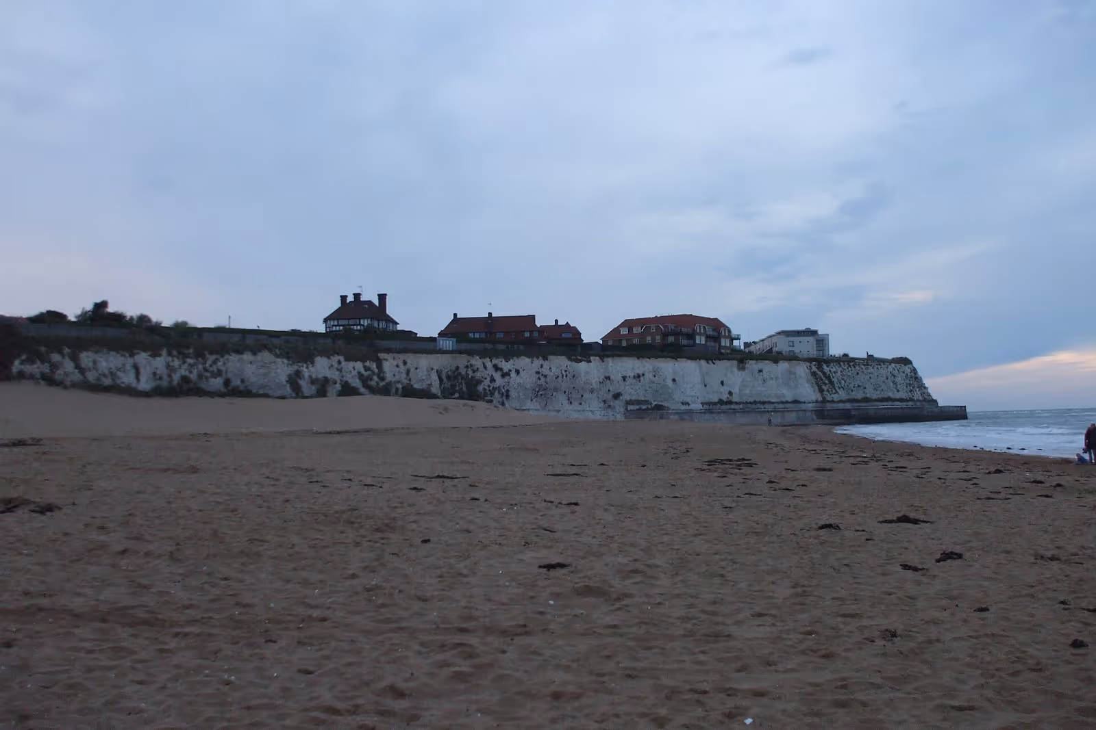 The wide sandy expanse of Joss Bay at low tide